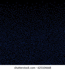 Halftone dots. Blue dots on black background. Glitter spray. circle