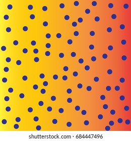 Halftone dots. Blue dots on rainbow background.