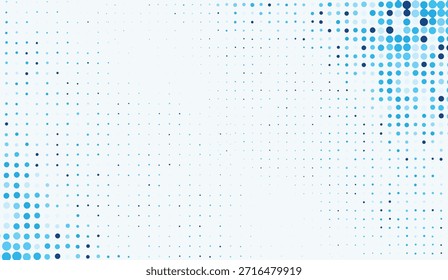 Halftone Dots Fondo de patrón degradado azul y blanco para diseños modernos como carteles, Anuncios o Sitios web, agregando un toque de tecnología y estilo con una sensación digital única