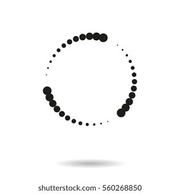 Halftone dots circle. Black and white vector illustration. Business logo template