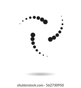 Halftone dots circle. Black and white vector illustration. Business logo template