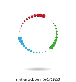 Halftone dots circle. Colorful vector illustration. Business logo template