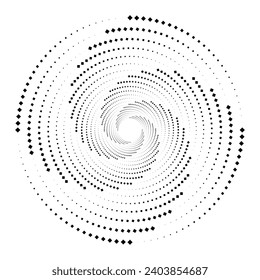 Halftone dots circle. Fibonacci Sequence - design element