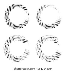 Halftone dots in circle form.  Abstract Geometric shape. Graphic  design element. Vector illustration.