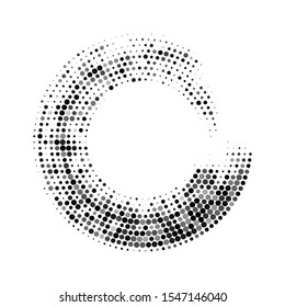 Halftone dots in circle form.  Abstract Geometric shape. Graphic  design element. Vector illustration.