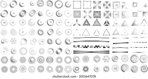 Los puntos de semitono en forma de círculo. Gran colección de círculos concéntricos .round logo . cuadro de puntos vectoriales. Elemento de diseño de semitonos. Mega serie de puntos circulares .