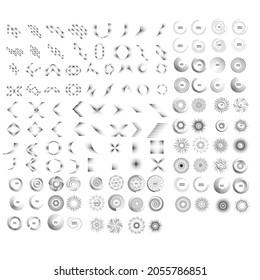 Halftone dots in circle form. Big collection of concentric circles .round logo . vector dotted frame . Half tones design element. Mega set of circular dots .