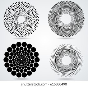 Halftone dots in circle form . Black round logo. Circular border . vector dotted frame . design element . Technology icon .