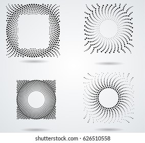 Halftone dots in circle form . Black round logo. Circular border . vector dotted frame . design element . Technology icon .