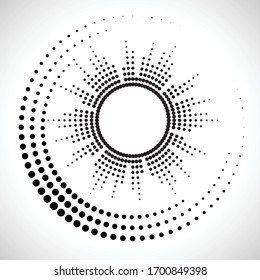 Halftone dots in circle form. Circular Music equalizer . Audio waves . Sound frequency . round logo . vector dotted frame . design element
