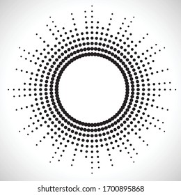 Halftone Punkte in Kreisform. Circular Music Equalizer . Audiowellen. Schallfrequenz. Rundlogo . Vektorillustration gepunkteter Rahmen. Designelement