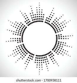 Los puntos de semitono en forma circular. Ecualizador de música circular . ondas de audio . Frecuencia de sonido . logo circular . cuadro de puntos vectoriales . elemento de diseño
