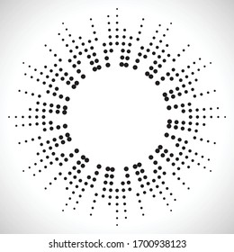 Halftone dots in circle form. Circular Music equalizer . Audio waves . Sound frequency . round logo . vector dotted frame . design elemen