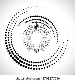 Los puntos de semitono en forma circular. Ecualizador de música circular . ondas de audio . Frecuencia de sonido . logo circular . cuadro de puntos vectoriales . elemento de diseño