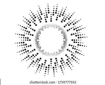 Halftone dots in circle form. Circular Music equalizer . Audio waves . Sound frequency . round logo . vector dotted frame . design element