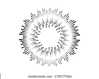 Halftone dots in circle form. Circular Music equalizer . Audio waves . Sound frequency . round logo . vector dotted frame . design element
