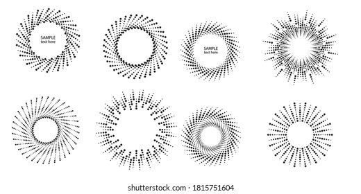 Halftone dots in circle form. Circular Music equalizer . Audio waves . Sound frequency . round logo . vector dotted frame . design element