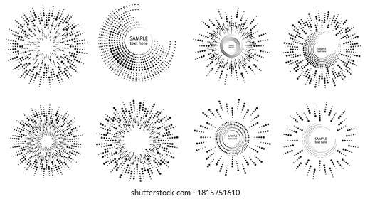 Halftone dots in circle form. Circular Music equalizer . Audio waves . Sound frequency . round logo . vector dotted frame . design element