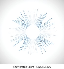 Halftone dots in circle form. Circular Music equalizer . Audio waves . Sound frequency . round logo . vector dotted frame . design element