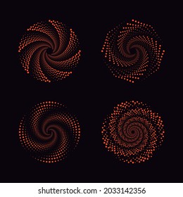 Los puntos de semitono en forma de círculo. El fondo de los puntos de espiral de diseño.