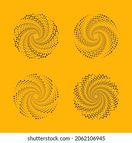 Halftone dots in circle form. Design spiral dots backdrop.