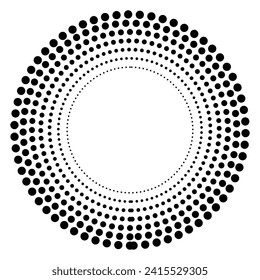 Halftone dots in circle form. Design elements with circular halftone dots. Round dotted frame. Circle dots