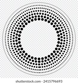Halftone dots in circle form. Design elements with circular halftone dots. Round dotted frame. Circle dots