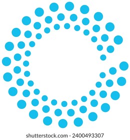 Puntos de semitono en forma circular, marco punteado, ilustración vectorial.