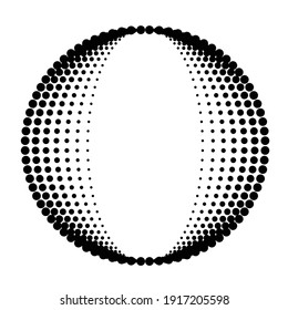 Halftone dots in circle form. Letter o . round logo . vector dotted frame . design element