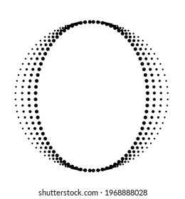 Halftone dots in circle form. Letter o . round logo . vector dotted frame . design element