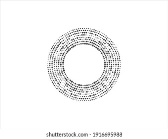 Halftone dots in circle form, logo. Vector illustration.