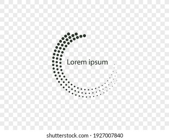 Halftone dots in circle form, logo. Vector illustration.