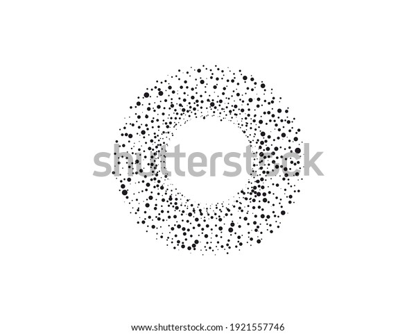 Halftone\
dots in circle form, logo. Vector\
illustration.