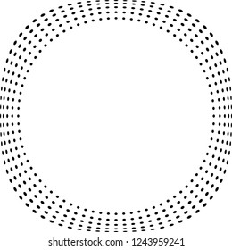 Halftone dots in circle form. round logo . vector dotted frame . design element