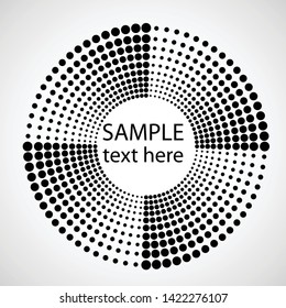 Halftone dots in circle form. round logo . vector dotted frame . design element