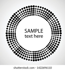 Halftone dots in circle form. round logo . vector dotted frame . design element