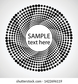 Halftone dots in circle form. round logo . vector dotted frame . design element
