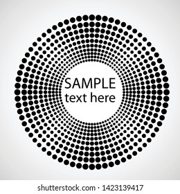 Halftone dots in circle form. round logo . vector dotted frame . design element