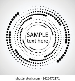 Halftone dots in circle form. round logo . vector dotted frame . design element