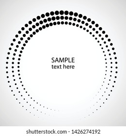Halftone dots in circle form. round logo . vector dotted frame . design element