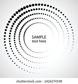 Halftone dots in circle form. round logo . vector dotted frame . design element