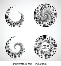 Halftone dots in circle form. round logo . vector dotted frame . design element