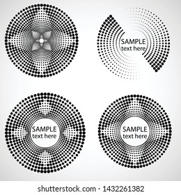 Halftone dots in circle form. round logo . vector dotted frame . design element