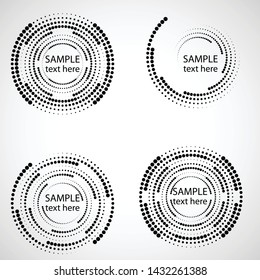 Halftone dots in circle form. round logo . vector dotted frame . design element
