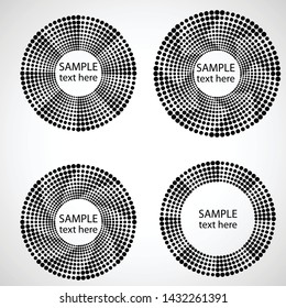 Halftone dots in circle form. round logo . vector dotted frame . design element