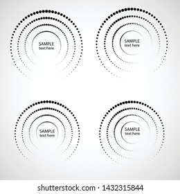 Halftone dots in circle form. round logo . vector dotted frame . design element