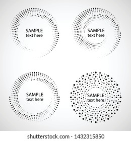 Halftone dots in circle form. round logo . vector dotted frame . design element