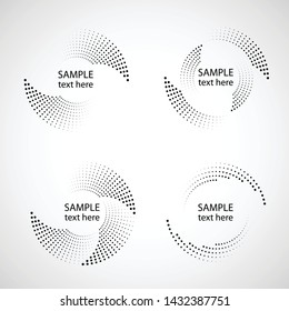 Halftone dots in circle form. round logo . vector dotted frame . design element