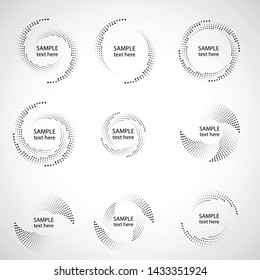 Halftone dots in circle form. round logo . vector dotted frame . design element