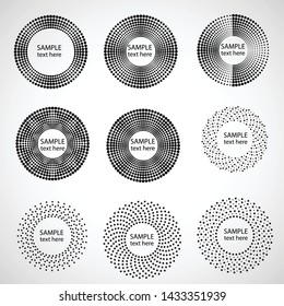 Halftone dots in circle form. round logo . vector dotted frame . design element